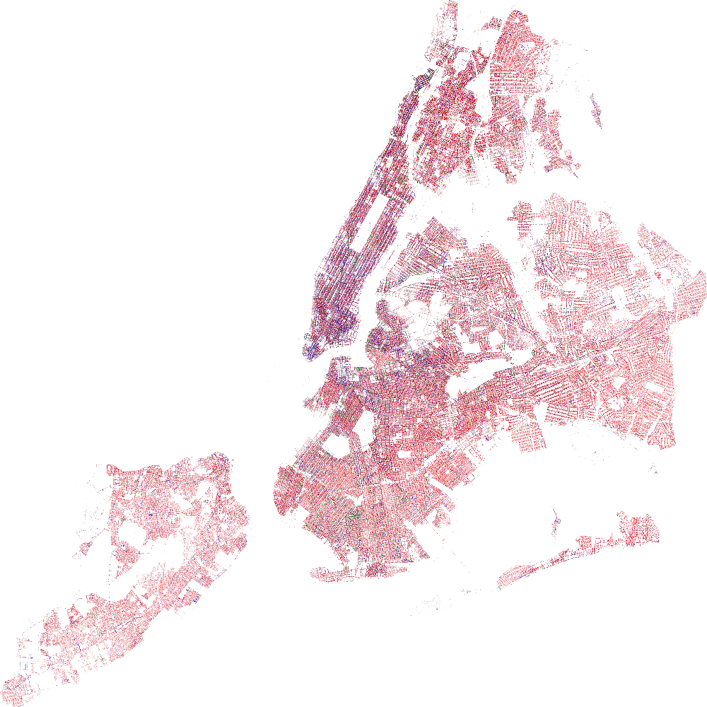 Point map of NYC 311 calls by source on a black background.